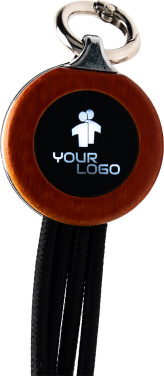 Logo trade business gifts image of: 4-in-1 cable with elighted logo in a wooden casing