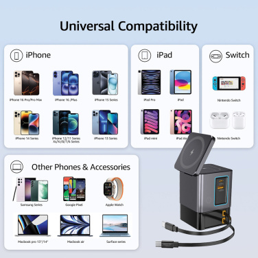 Logo trade promotional gifts picture of: Urban Vitamin Sacramento 105W GAN charger+retractable cables