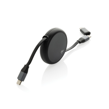 Logo trade corporate gift photo of: Terra RCS recycled aluminium retractable 240W 2-in-1 cable