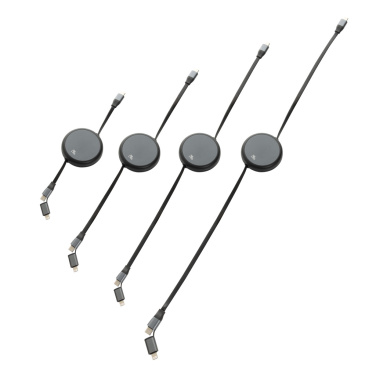 Logotrade corporate gift picture of: Terra RCS recycled aluminium retractable 240W 2-in-1 cable