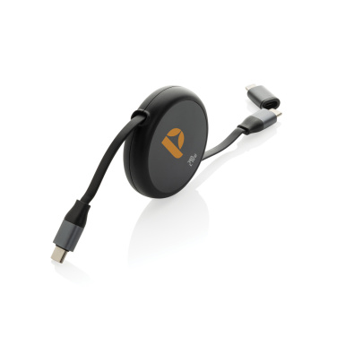 Logotrade promotional item image of: Terra RCS recycled aluminium retractable 240W 2-in-1 cable