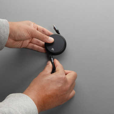 Logotrade corporate gift image of: Terra RCS recycled aluminium retractable 240W 2-in-1 cable
