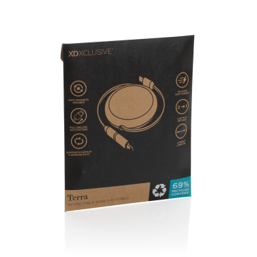 Logotrade promotional item picture of: Terra RCS recycled aluminium retractable 240W 2-in-1 cable