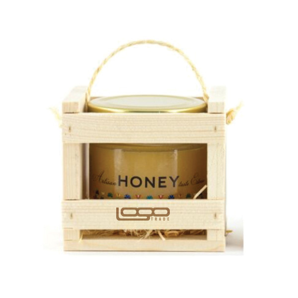 Logotrade advertising product image of: ##Flower honey in a wooden box, 300 ml with custom design