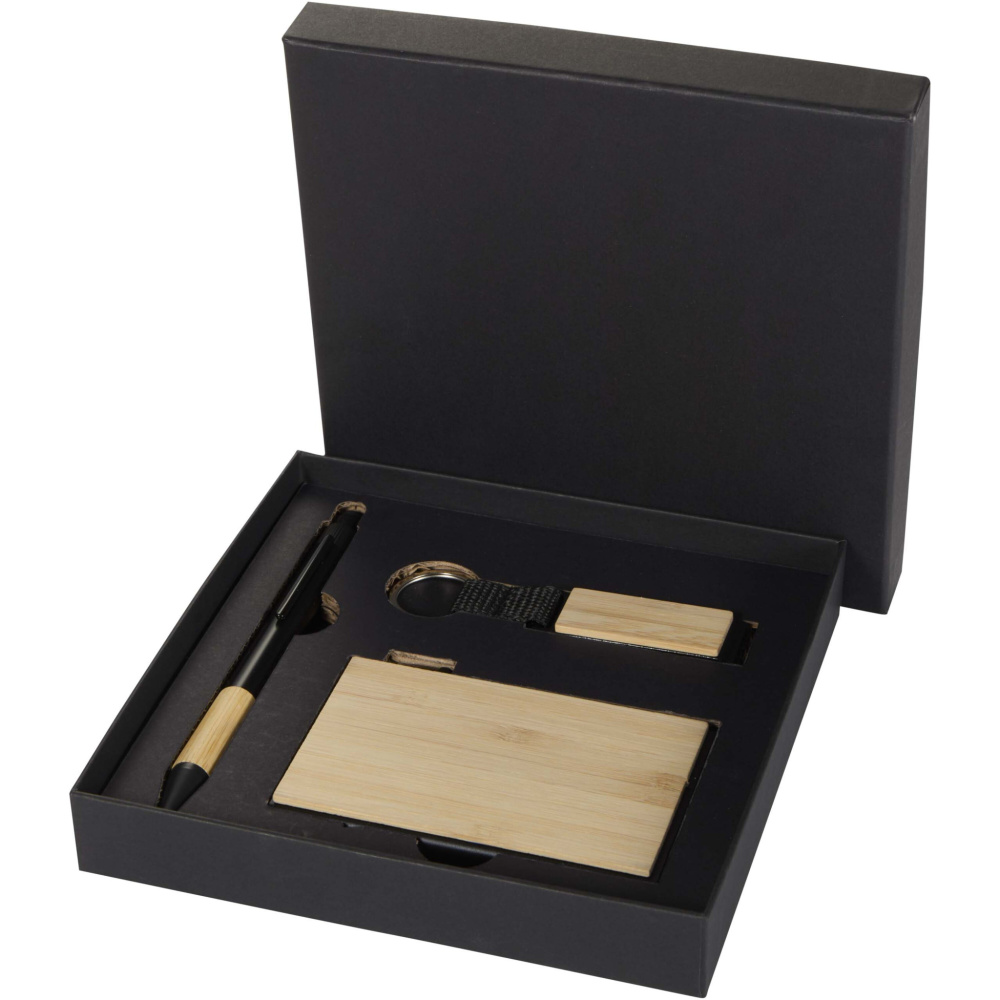 Logo trade promotional products image of: Minka RCS recycled aluminium ballpoint pen, keychain and RFID card holder gift set