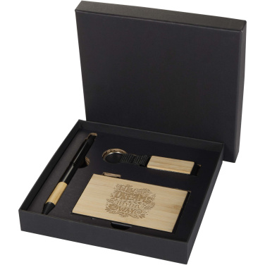 Logotrade corporate gift image of: Minka RCS recycled aluminium ballpoint pen, keychain and RFID card holder gift set