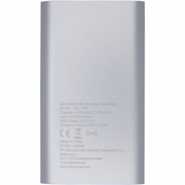 Logotrade reklaamtooted pilt: Juice 4000mAh juhtmevaba toitepank 