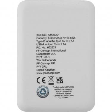 Logotrade reklaamtoote foto: Asama 5000 mAh Type-C taaskasutatud plastist akupank