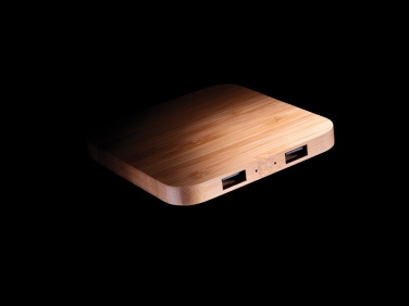 Logo trade reklaamkingi pilt: Bambusest 5W juhtmevaba laadija USB-ga