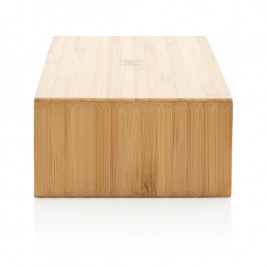 Logo trade reklaamkingituse pilt: Bambusest äratuskell 5W juhtmevaba laadijaga