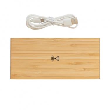 Logo trade reklaamkingi pilt: Bambusest äratuskell 5W juhtmevaba laadijaga