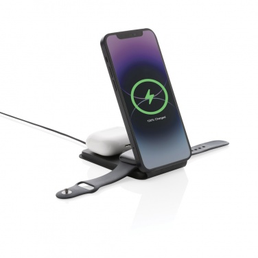 Logotrade ärikingituse foto: Swiss Peak RCS rPU 15W kolm-ühes magnetiline juhtmevaba laadija