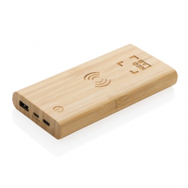 Logotrade ärikingi foto: Bambusest 8000 mAh 5W juhtmevaba akupank