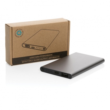 Logo trade firmakingi pilt: RCS-i taaskasutatud plastist/alumiiniumist 4000 mah C-tüüpi akupank