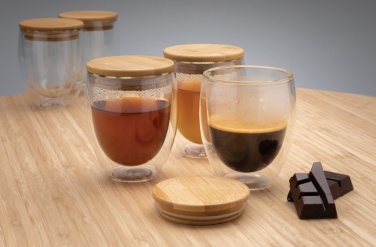Logotrade ärikingi foto: Kaheseinaline boorsilikaatklaas bambusest kaanega 250ml 2tk komplekt