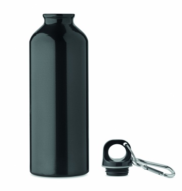 Logo trade ärikingitused foto: Taaskasutatud alumiiniumist valmistatud ühekordse seinaga joogipudel 500 ml karabiiniga