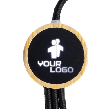 Logotrade meene foto: Kolm-ühes kaabel valgustatud logoga puidust korpuses, LH-ZMU06