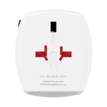 Logo trade reklaamkingid foto: SKROSS World Travel Adapter MUV 2-pooluseline USB A ja C-ga