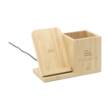 Logo trade reklaamkingituse pilt: Bamboo Boss 15W laadija/pliiatsihoidja