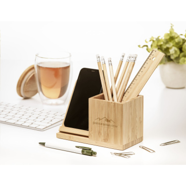 Logotrade firmakingi foto: Bamboo Boss 15W laadija/pliiatsihoidja