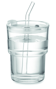 Logotrade ärikingituse foto: SIP klaasist joogitops kõrrega 400ml