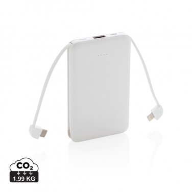 Logo trade mainoslahja ja liikelahja tuotekuva: Pieni 5 000 mAh:n johdollinen varavirtalähde