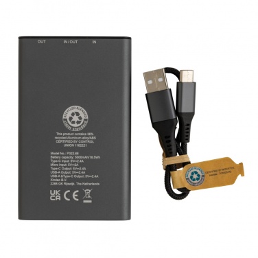 Logo trade mainoslahjat tuotekuva: Terra RCS virtapankki 5000mAh kierrätetystä alumiinista