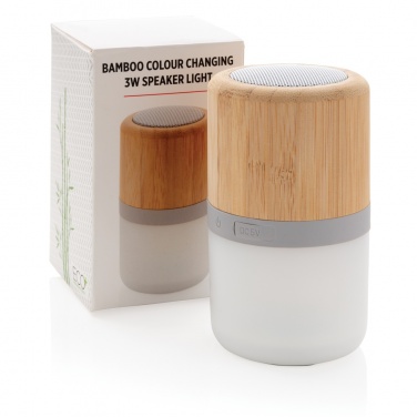 Logo trade mainoslahjat tuotekuva: Bamboo 3W kaiutin väriä vaihtavalla valolla