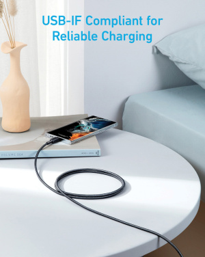 Logotrade reklaminės dovanos nuotrauka: „Anker“ USB-C–USB-C laidas, 1,8 metro, 60 W