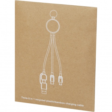 Logotrade korporatīvās dāvanas foto: Tecta 6-in-1 otrreizējās pārstrādes plastmasas/bambusa lādēšanas kabelis ar atslēgu piekariņu