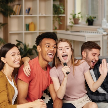 Logotrade biznesa dāvanas foto: Singvibe RCS pārstrādāta plastmasas karaoke komplekts ar dubulto mikrofonu