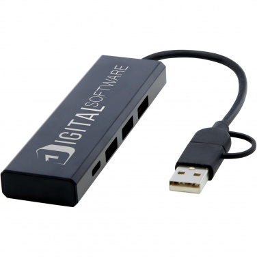 Логотрейд pекламные cувениры картинка: Концентратор USB 2.0 Rise из переработанного алюминия, сертифицированного по стандарту RCS