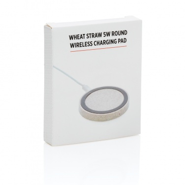 Лого трейд pекламные cувениры фото: Круглая беспроводная зарядная панель Wheat Straw 5 Вт