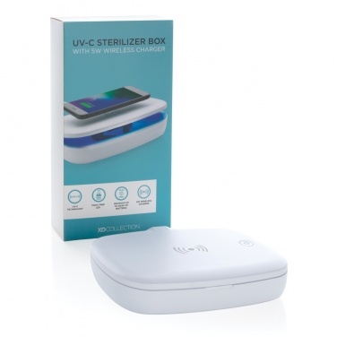 Logotrade profilprodukter bild: UV-C steriliseringsbox med 5W trådlös laddare