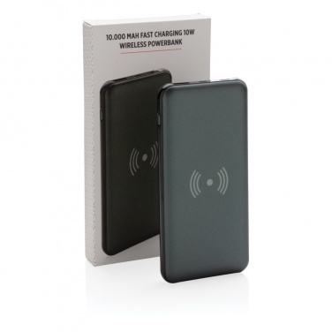 Logotrade reklamprodukter bild: 10.000 mAh snabbladdande 10W trådlös powerbank med PD