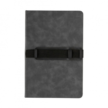 Logotrade profilprodukter bild: A5 hardcover PU anteckningsbok med mobil och-pennhållare