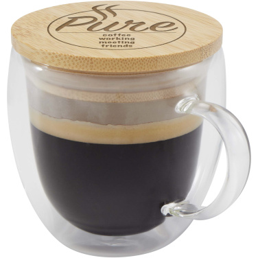 Logotrade kampanjprodukter bild: Lenora 250 ml glasmugg med bambulock