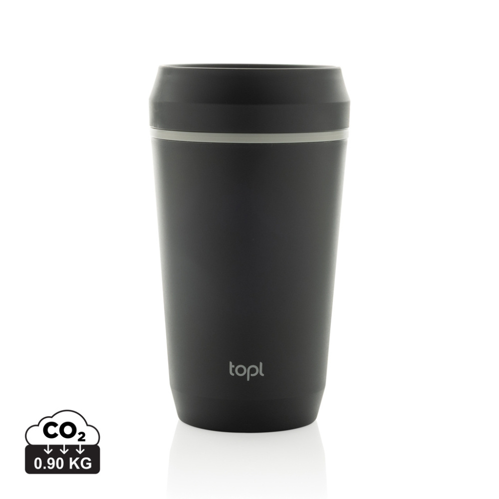 Logotrade profilreklam bild: Topl To Go-glas av återvunnen plast Patenterat 360-lock 354